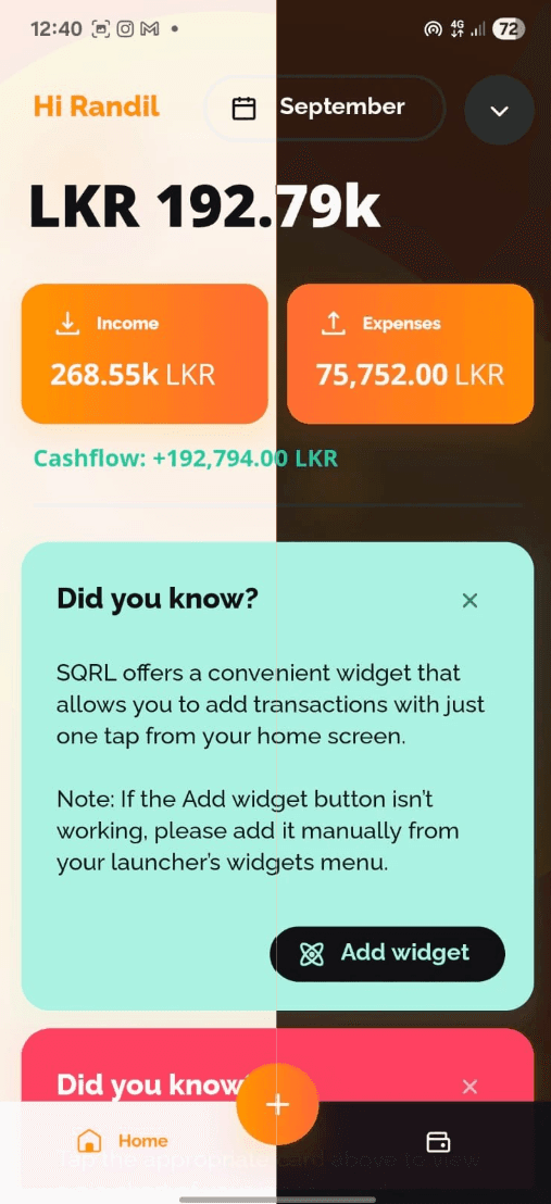 SQRL Budget screenshot 1